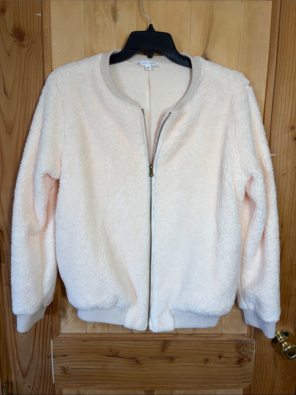 FSL + Apparel Cream Colored Cozy Sherpa Plush Zip-Front Jacket